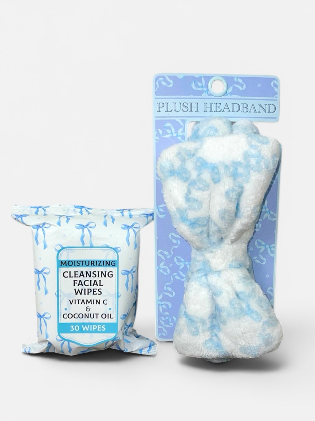 Plush Bow Headband  Makeup Wipes